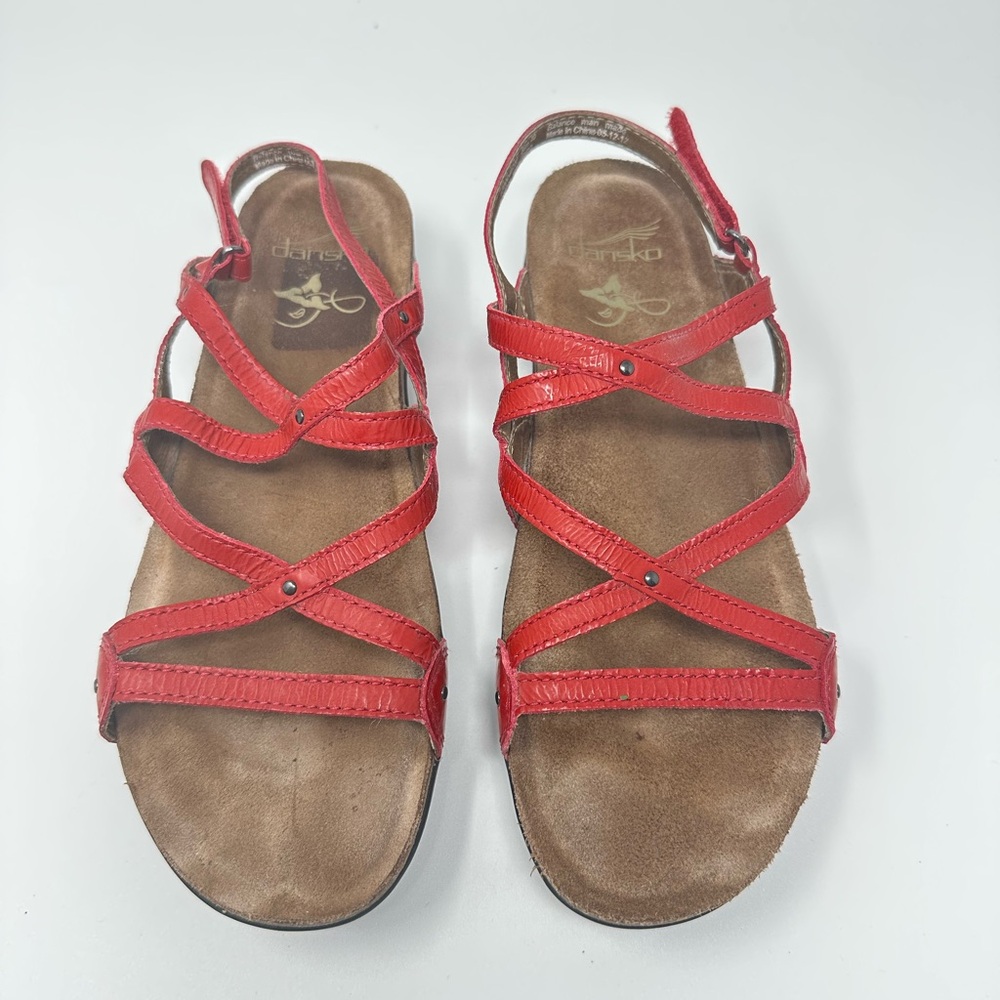 Dansko Jolie Red Strappy Leather Comfort Sandals Women's 40 - Picture 3 of 15